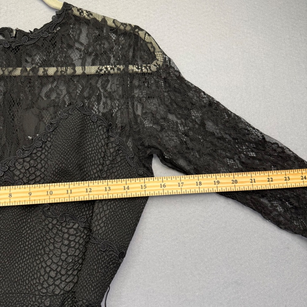 The Kooples Black Snakeskin Lace Fit Flare Dress FR1635 BLA01 Size 3 L - Picture 4 of 10